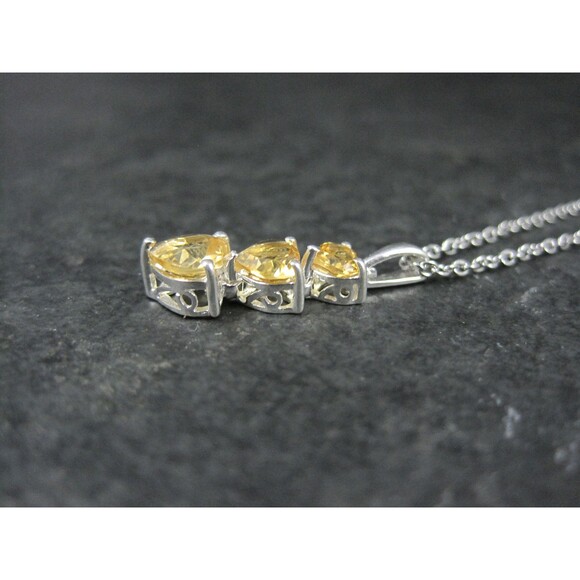 Citrine Heart Pendant Sterling Silver Estate Jewelry - Picture 7 of 10
